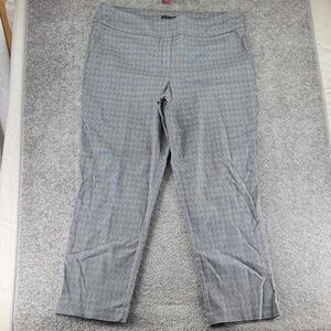 Hilary Radley Black Gray High Rise Ankle Straight Leg Checkered Pants Womens XL